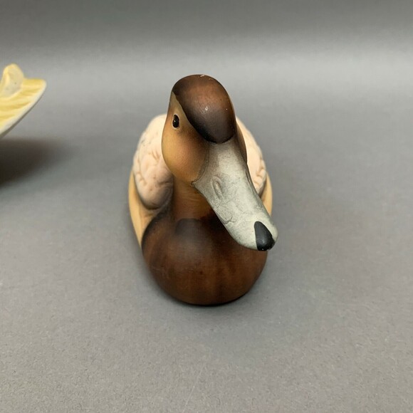 Lot of 2 Porcelain Mallard Ducks Canvas Back Hand Painted Green Head Brown Decoy - Picture 6 of 11